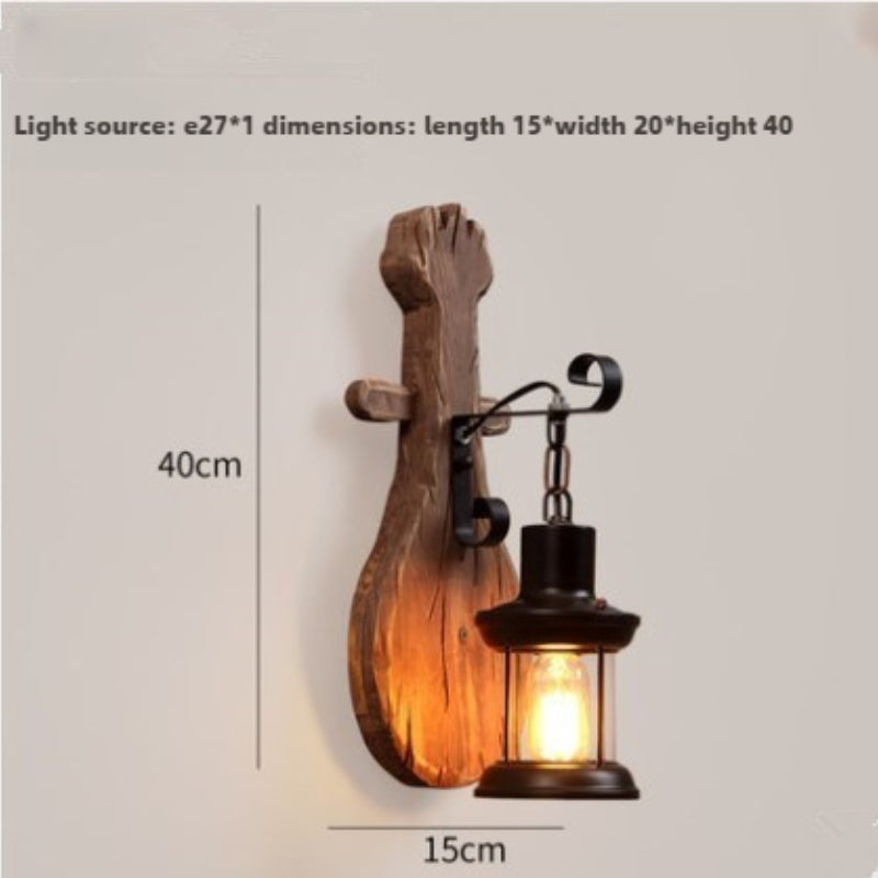 HEIKESZ American retro boat wood wall lamp restaurant store lamp loft industrial style creative bar counter aisle nostalgic lamp