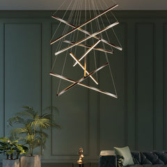 HEIKESZ Modern Stair Chandelier Minimalist LED Line Light for Living Room Bedroom Villa Ceiling Lighting Warm Light Creative Design