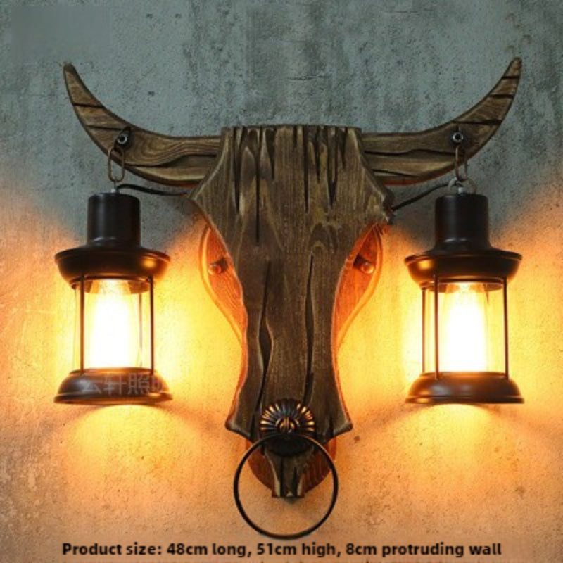 HEIKESZ American retro boat wood wall lamp restaurant store lamp loft industrial style creative bar counter aisle nostalgic lamp