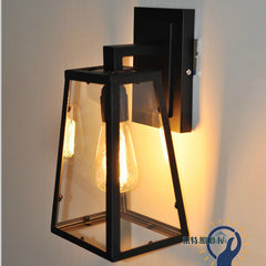 HEIKESZ American Industrial Style Wall Lamp Creative Wrought Iron Glass Box Wall Retro Restaurant Coffee Shop Aisle Corridor Bed Mirror Front Lamp LED Light for Bedroom Night Aesthetic Room Lamp