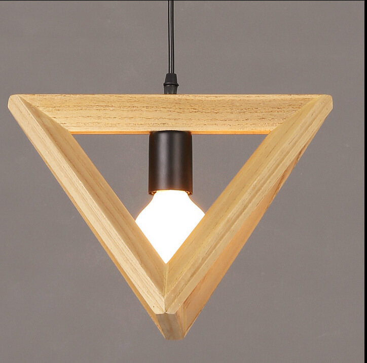 HEIKESZ Chinese Style Wooden Decoration Bedroom Living Room Cafe Dining-Room Lamp Triangle Wooden Frame Solid Wood Geometric Chandelier American Style retro outdoor indoor retro bedroom lamp american-style Industrial wind