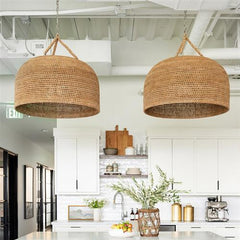 HEIKESZ Japanese Wabi Style Pendant Light Rattan Weaving Retro Hotel Bedroom Lamp Handmade Zen Tea Room Ceiling Lighting