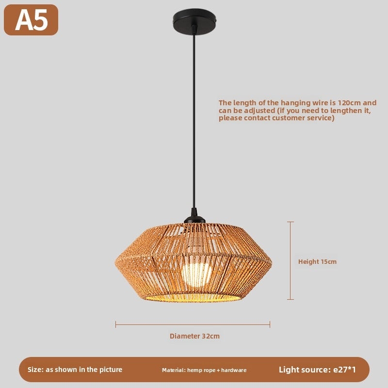 HEIKESZ Vintage Rope Pendant Light Industrial Iron Ceiling Lamp for Restaurant Bar Clothing BBQ Shop Retro Decor Commercial Lighting