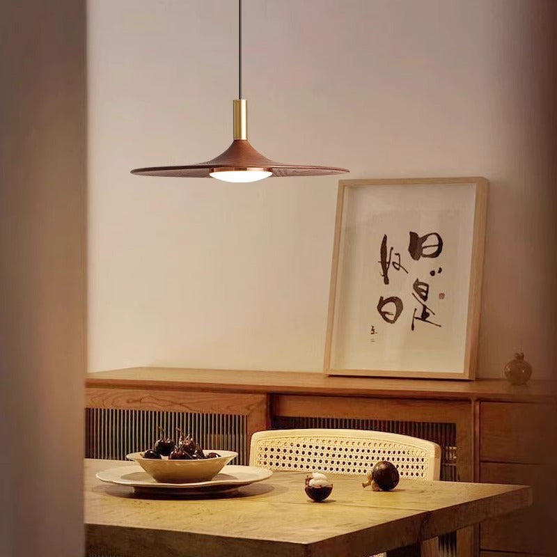 HEIKESZ Chinese antique restaurant chandelier retro flying saucer light bar counter Japanese wabi-sabi walnut color sleeping tea room dining table three-head lamp light fixtures for celling light