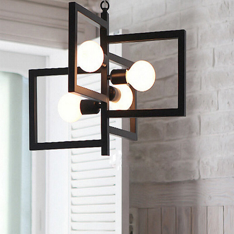 HEIKESZ Korean LOFT Industrial Style Square Tube Chandelier Personalized Dining Room Iron Droplight Creative Living Room Art Chandelier american style retro outdoor indoor retro bedroom lamp american-style Industrial wind