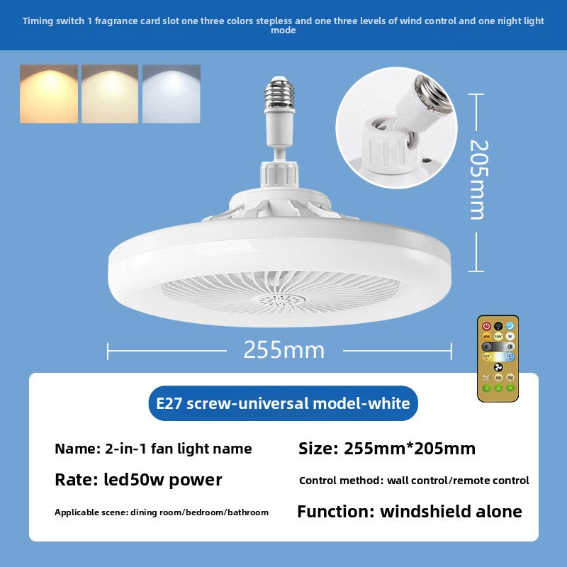 New LED Fan Light E27 Screw Bulb Removable Energy Saving Remote Control Stepless Dimming Ceiling Lamp