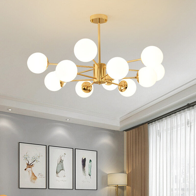 HEIKESZ Nordic Magic Bean Chandelier Post Modern Glass LED Ceiling Light for Living Room Bedroom Restaurant Creative Wrought Iron Lighting