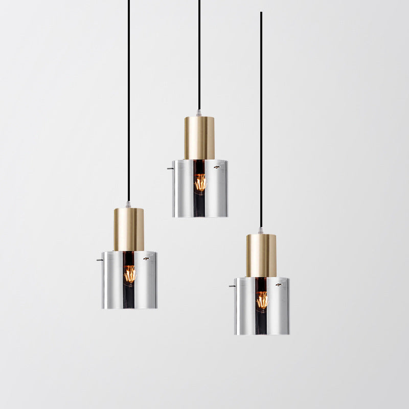 HEIKESZ Modern Luxury Nordic Droplight Electroplated Smoky Gray Glass Lamp for Living Room Bedroom Dining Room Ceiling Lighting
