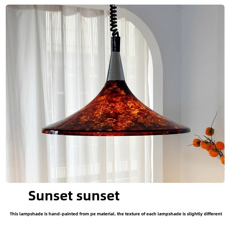 HEIKESZ Medieval restaurant chandelier creative can lift retro painted living room island table study main light design telescopic horn lamp light fixtures for celling light