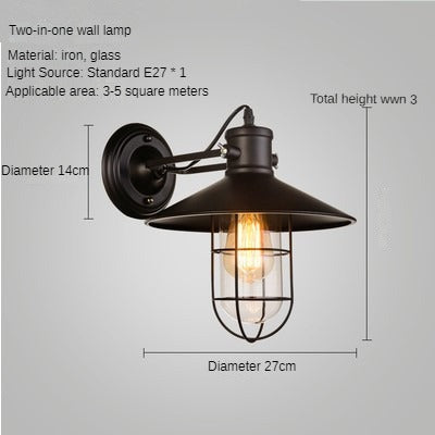 HEIKESZ Loft Vintage Industrial Style Pot Cover Wall Lamp American Simple Iron Wall Lamp Aisle Corridor Warehouse Balcony Dining-Room Lamp LED Light for Bedroom Night Aesthetic Room Lamp