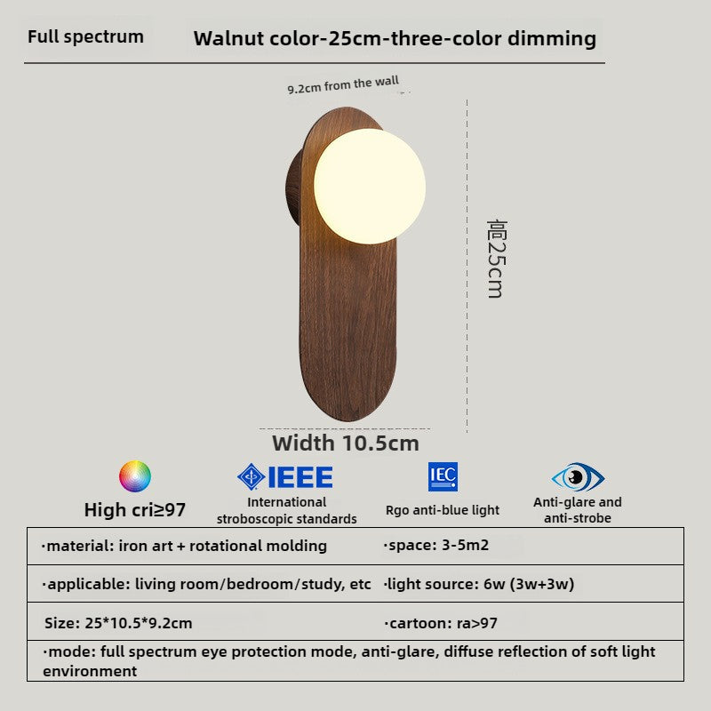 HEIKESZ Medieval style bedroom bedside wall lamp modern minimalist creative retro walnut background wall corridor led lamp