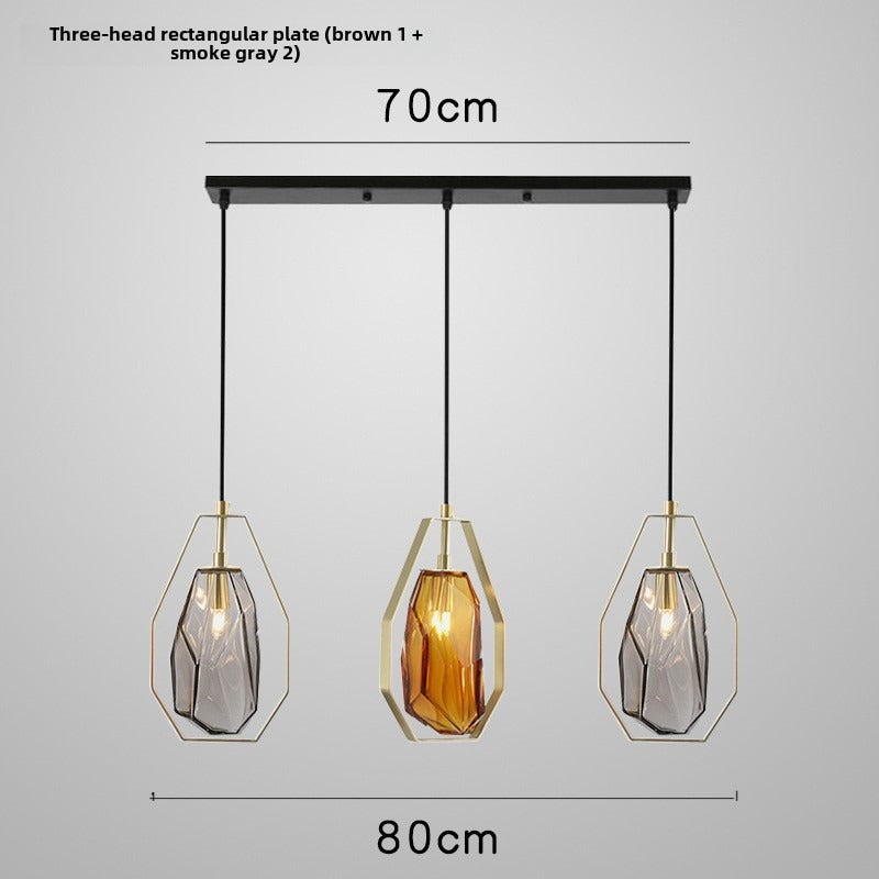 HEIKESZ Nordic restaurant chandelier bedroom bedside modern simple glass designer bar desk study brown soot chandelier lamp light fixtures for celling light