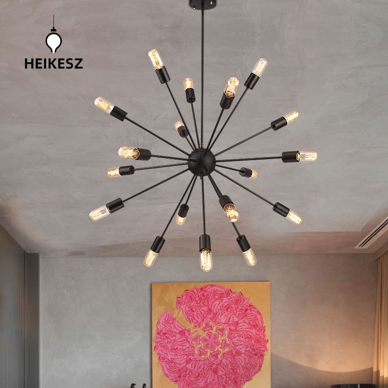 HEIKESZ Industrial Vintage Ceiling Light Retro Iron Satellite Chandelier for Living Room Dining Bar Decor