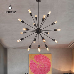 HEIKESZ Industrial Vintage Ceiling Light Retro Iron Satellite Chandelier for Living Room Dining Bar Decor
