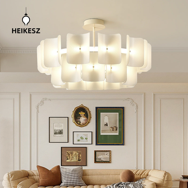 HEIKESZ Japanese wabi wind living room dining room chandelier French cream wind light luxury bedroom simple 2024 new Zhongshan lamp light fixtures for celling light