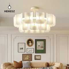 HEIKESZ Japanese wabi wind living room dining room chandelier French cream wind light luxury bedroom simple 2024 new Zhongshan lamp light fixtures for celling light