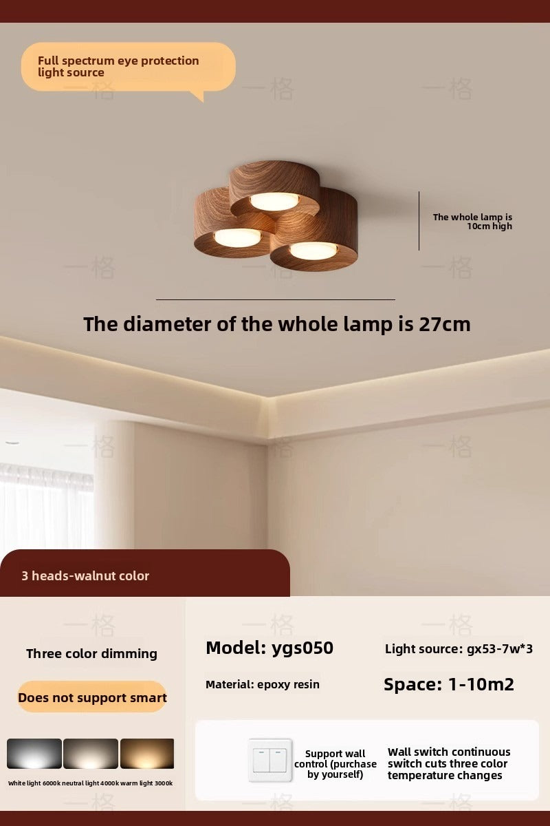 HEIKESZ Vintage Surface Mounted Ceiling Light Japanese Wabi **** Style Dual Head Track Light for Corridor Living Room Balcony Hallway No Main Light