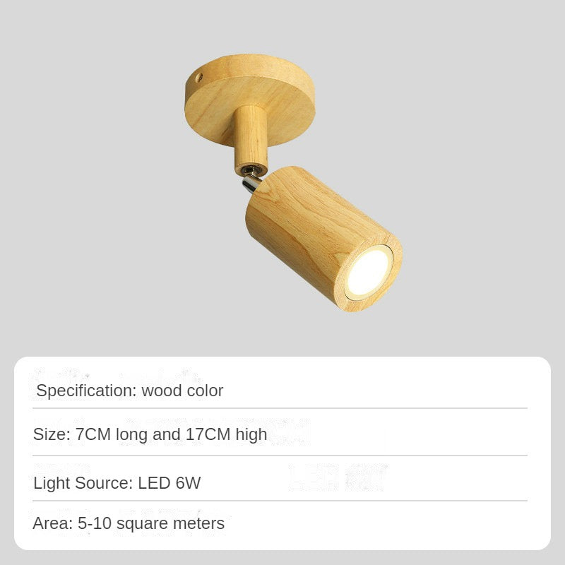 HEIKESZ New Chinese Japanese Style Solid Wood Spotlight Log Living Room Bedroom Headless Lamp TV Background Wall Open Mounted Ceiling Light