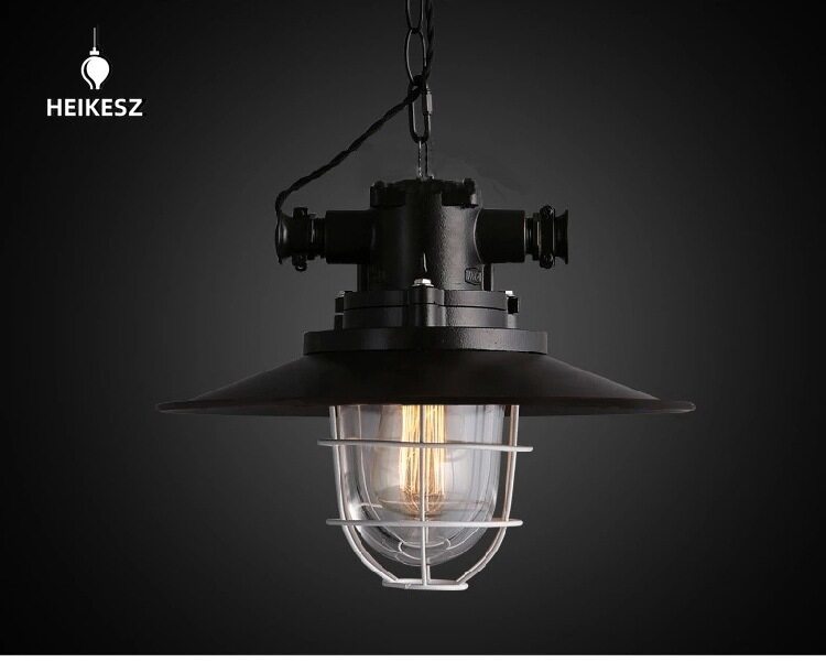 HEIKESZ Loft Creative Personality American Retro Industrial Style Country Warehouse Bar Counter Single-Head Restaurant Iron Glass Cover Lamp american style retro outdoor indoor retro bedroom lamp american-style Industrial wind