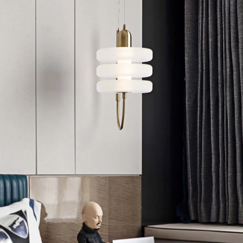 HEIKESZ Factory direct sales Internet celebrity bedroom bedside glass chandelier designer minimalist dining table bar line light milk white lamp light fixtures for celling light