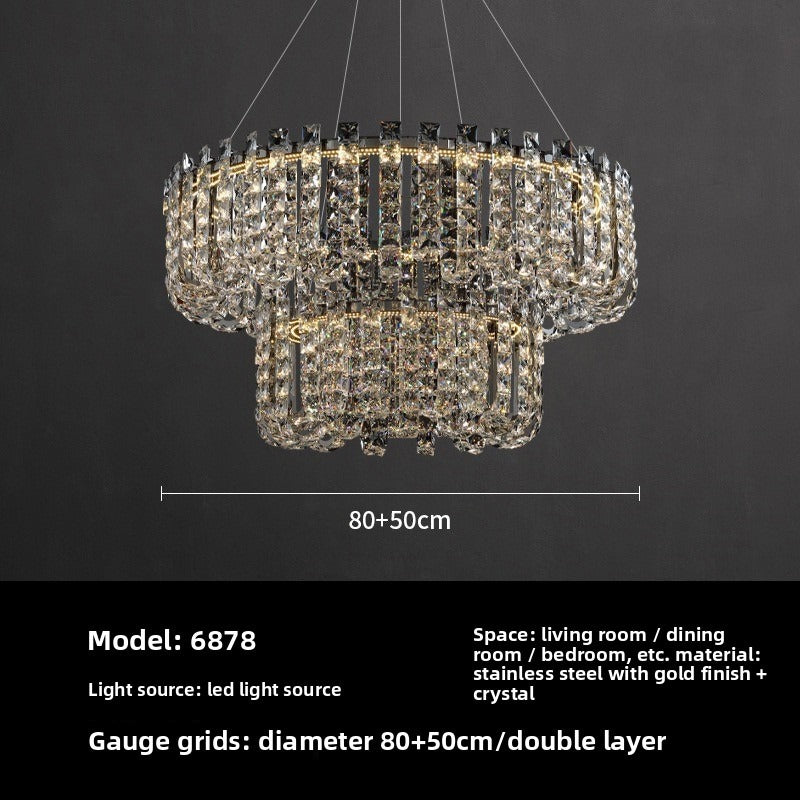 HEIKESZ Luxury Ceiling Light Nordic Crystal Chandelier Modern Minimalist Living Room Dining Lamp High End Hotel Lobby Decoration Main Light