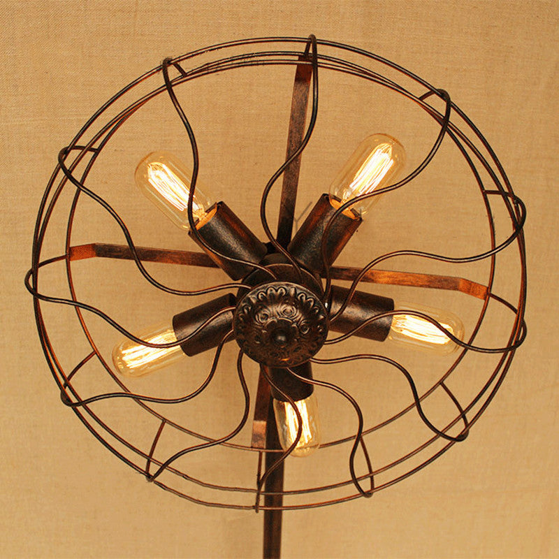 HEIKESZ Retro Industrial Style Floor Lamp Living Room Bedroom Lamp Balcony Bar Creative Fan Lamp American Style Nostalgic Coffee Shop Light LED Light for Bedroom Night Aesthetic Room Lamp