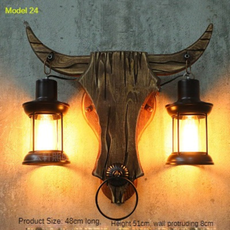 HEIKESZ American Retro Balsa Boat Wood Wall Lamp Dining Room Coffee Shop Light Loft Industrial Style Creative Bar Aisle Nostalgic Lamp LED Light for Bedroom Night Aesthetic Room Lamp