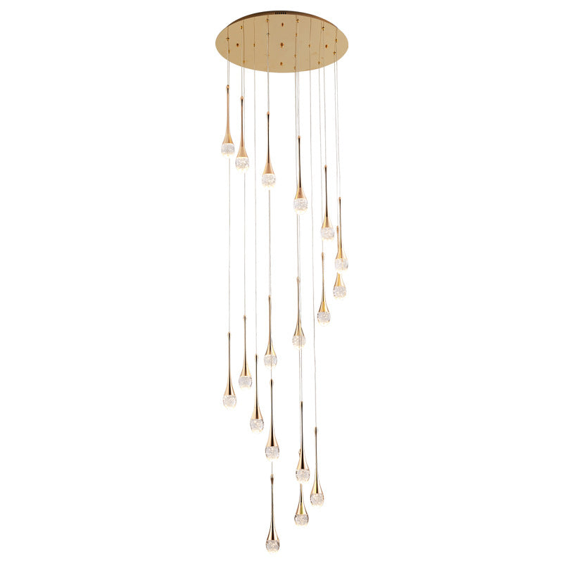 HEIKESZ Modern Minimalist Staircase Chandelier Creative Crystal Design for Duplex Villa Restaurant Living Room Bedroom Ceiling Lighting