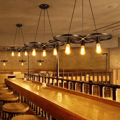 HEIKESZ LOFT Industrial Wind Restaurant and Cafe Pendant Lamp American Retro Bar Clothing Store Decorative Personality Wheel Decoration Light LED Light for Bedroom Night Aestitic Room Lamp