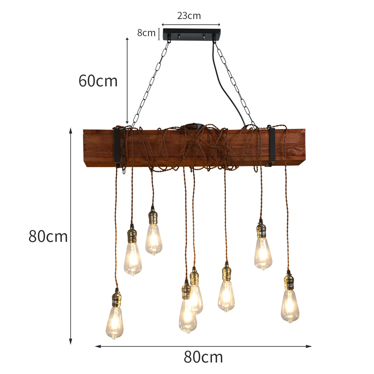 HEIKESZ American Retro Industrial Style Chandelier Restaurant Bar Bar Table Restaurant Lamps Balsa Boat Wood Distressed Strip Multi-Head Light LED Light for Bedroom Night Aesthetic Room Lamp