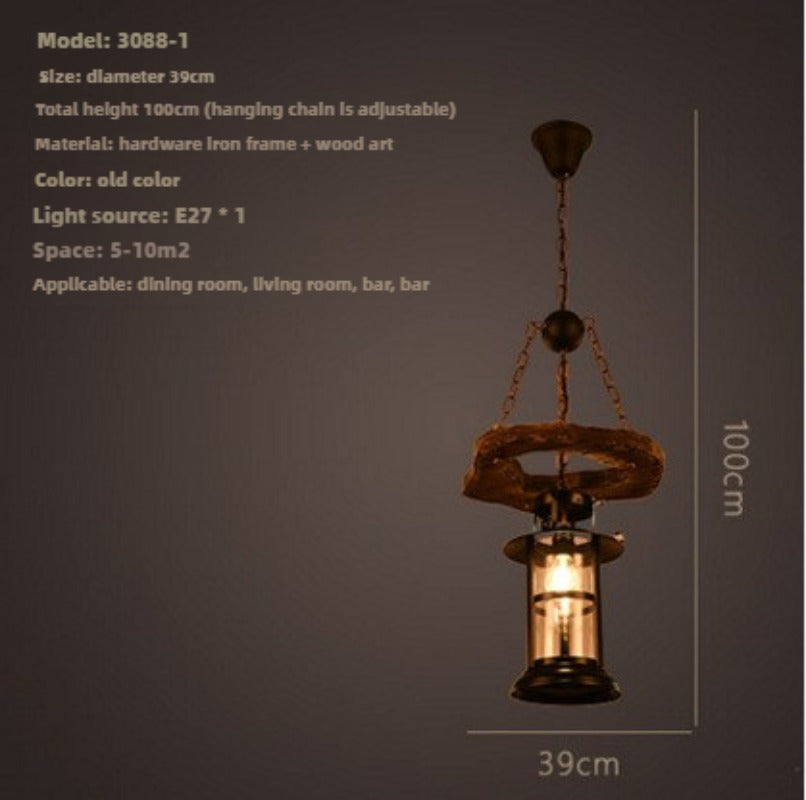 HEIKESZ American retro industrial style restaurant ship wood chandelier creative bar hotel box nostalgic wood lamps