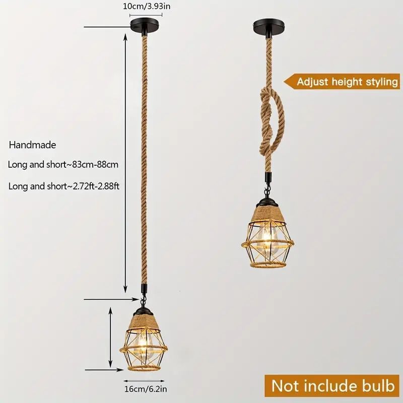 HEIKESZ Vintage American Style Rope Pendant Light Industrial Ceiling Lamp for Restaurant Cafe Bar Decor Wholesale
