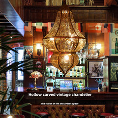 HEIKESZ New Moroccan hollow carving retro exotic Xinjiang characteristic restaurant B & B hotel antique chandelierChandelier, restaurant light, living room light