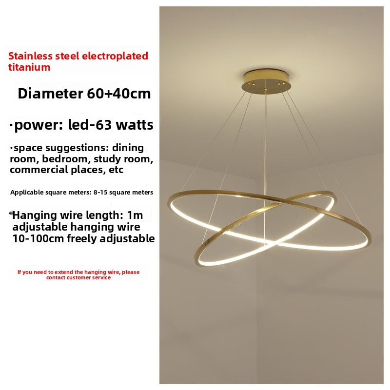 HEIKESZ Cross Border Stainless Steel LED Chandelier for Villa Duplex Living Room Dining Room Decoration Modern Ceiling Light