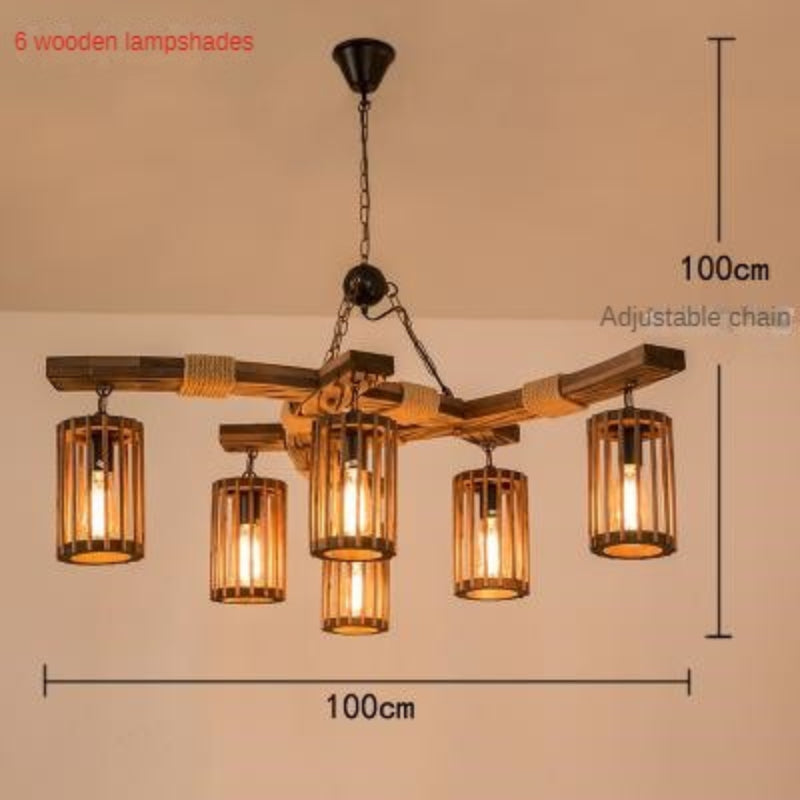 HEIKESZ Retro Personality Woodcraft Ceiling Lamp Restaurant Bar Coffee Shop Pub Snack Milk Tea Hot Pot Restaurant Creative Industrial Storm Lantern LED Light for Bedroom Night Aesthetic Room Lamp