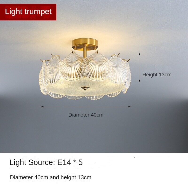 New Living Room Crystal Glass Ceiling Lamp Internet Celebrity Romantic Shell Crystal Ceiling Lamp Modern Princess Room Bedroom Light
