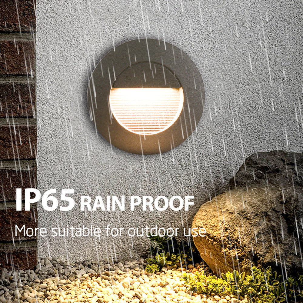 Heikesz Waterproof LED Step Light Outdoor Concealed Stair Ladder Footlight Embedded Wall Lamp for Safe Night Lighting