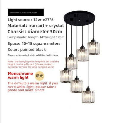 HEIKESZ Personalized rotating staircase chandelier modern minimalist creative duplex floor living room Nordic villa staircase crystal chandelier lamp lighting fixtures for celling lighting