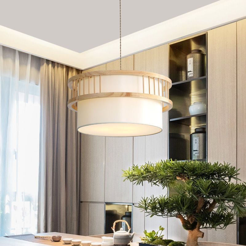 HEIKESZ Nordic Solid Wood Pendant Light for Restaurant Dining Room Japanese Style Bedroom Ceiling Lamp with Hanging Wire