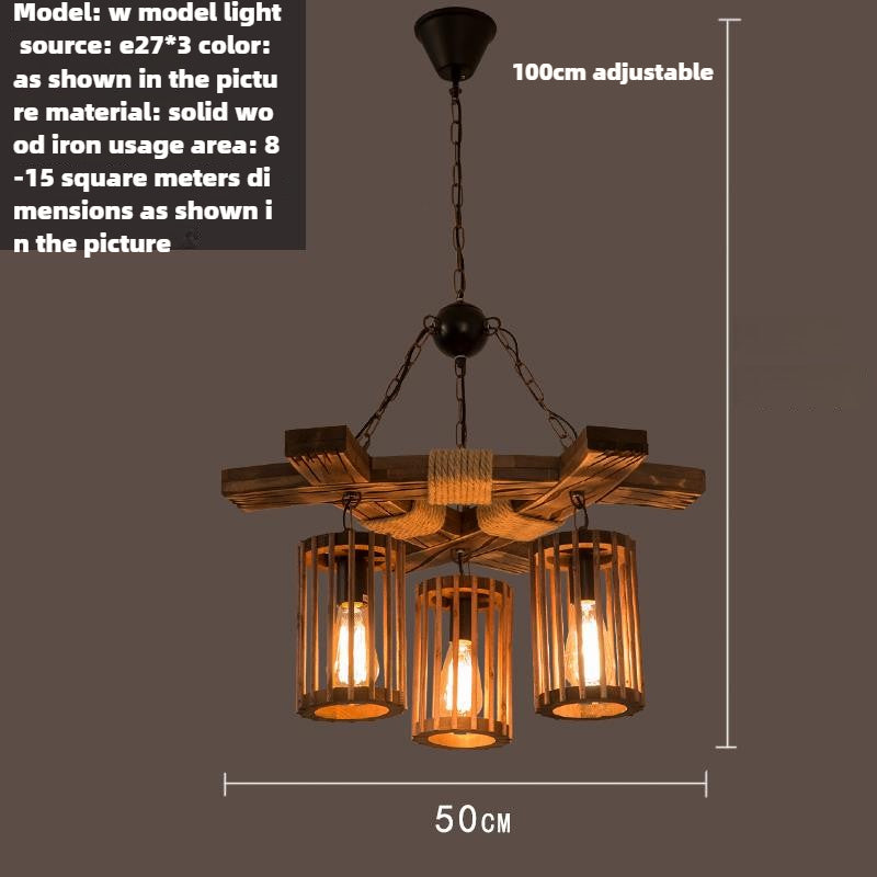 HEIKESZ Loft industrial wind chandelier American retro restaurant B & B bar bar creative personality barbecue shop wood lamps