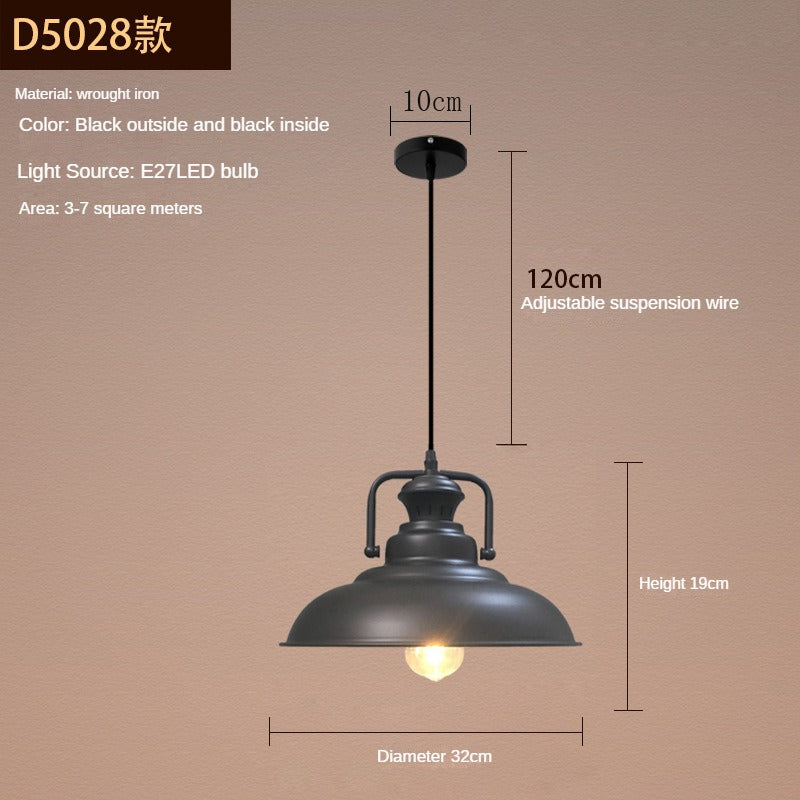 HEIKESZ Loft Creative Personality Single-Head Iron Vintage Industrial Style Restaurant Office Engineering Shop Decorative Lighting Chandelier