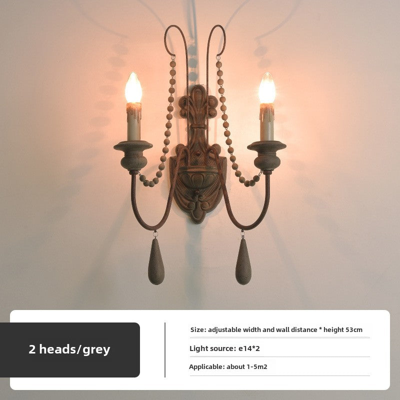 HEIKESZ American country French pastoral retro old wall lamp living room dining room bedroom corridor stairwell decorative lamp