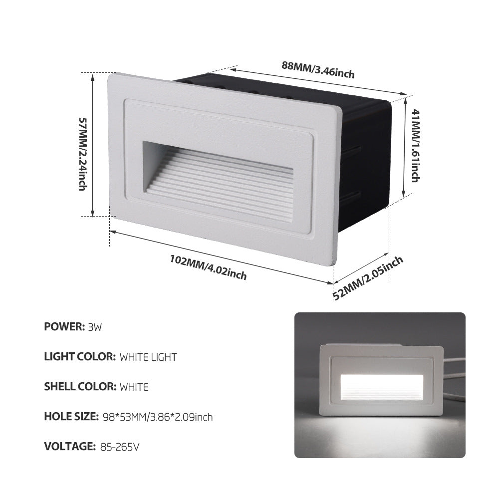 Heikesz Waterproof LED Step Light Outdoor Concealed Stair Ladder Footlight Embedded Wall Lamp for Safe Night Lighting