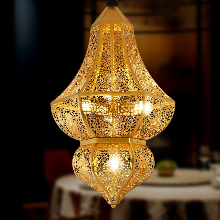 HEIKESZ New Moroccan hollow carving retro exotic Xinjiang characteristic restaurant B & B hotel antique chandelierChandelier, restaurant light, living room light