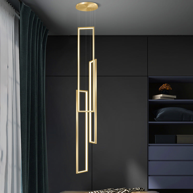 HEIKESZ Stair Chandelier Modern Simple Rotating LED Light Nordic Minimalist Design for Duplex Villa Restaurant Bar Ceiling Pendant