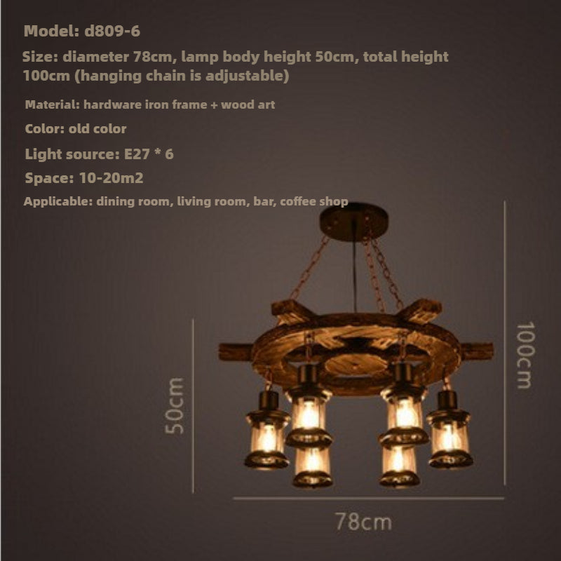 HEIKESZ American retro industrial style restaurant shop boat wood chandelier creative bar hotel box nostalgic wood lamps