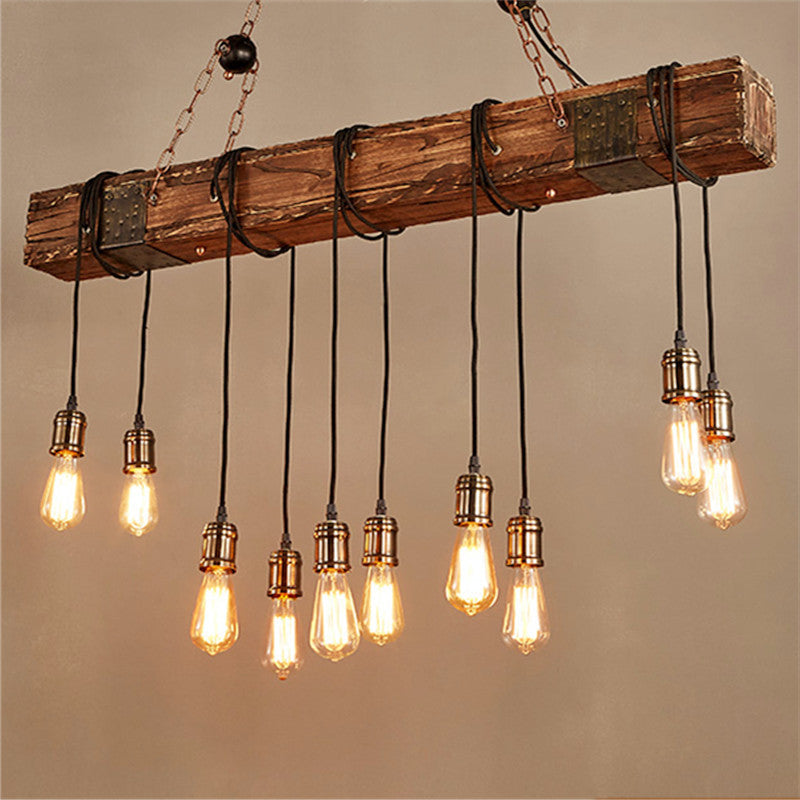 HEIKESZ Retro Boat Wooden Chandelier Industrial Style Creative Restaurant Coffee Shop Bar Lamp Restaurant Dining Table Box Personality Chandelier LED Light for Bedroom Night Aesthetic Room Lamp