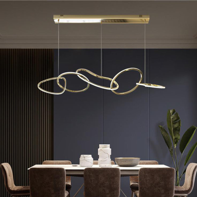 HEIKESZ Post-Modern Stainless Steel Restaurant Chandelier Simple Nordic Front Desk Art Creative Personality Model Room Ring Bar Lamp