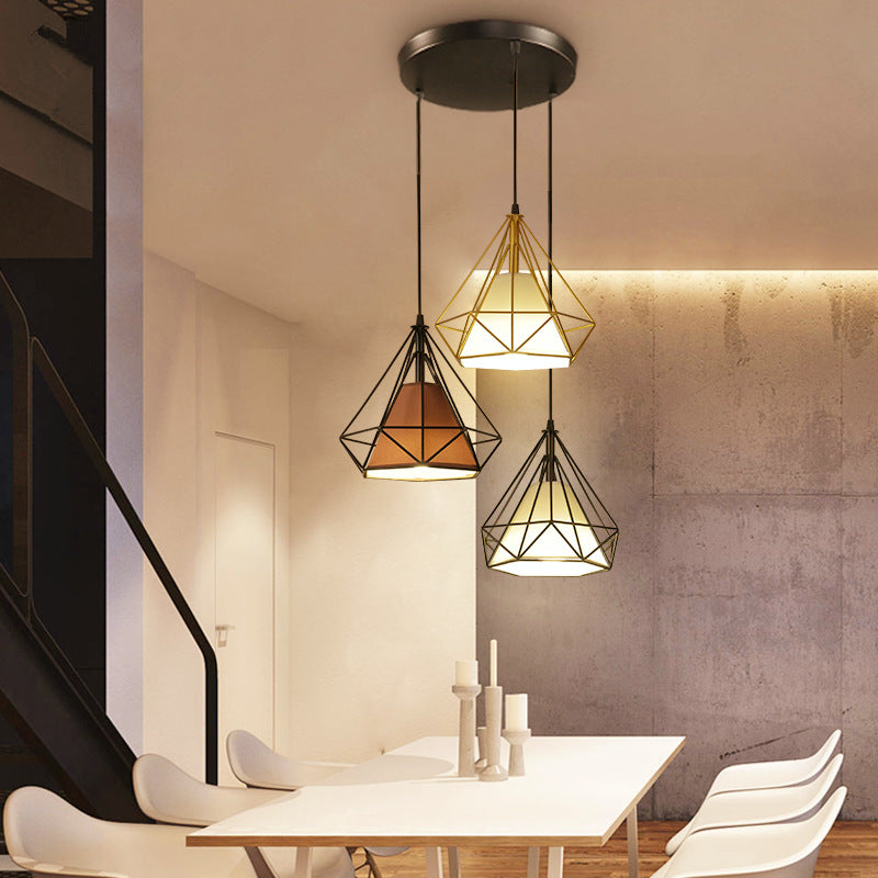 HEIKESZ Nordic Style Restaurant Chandelier Modern Minimalist Restaurant Dining Table Leisure Bar Creative Coffee Tea Shop Diamond Chandelier LED Light for Bedroom Night Aesthetic Room Lamp