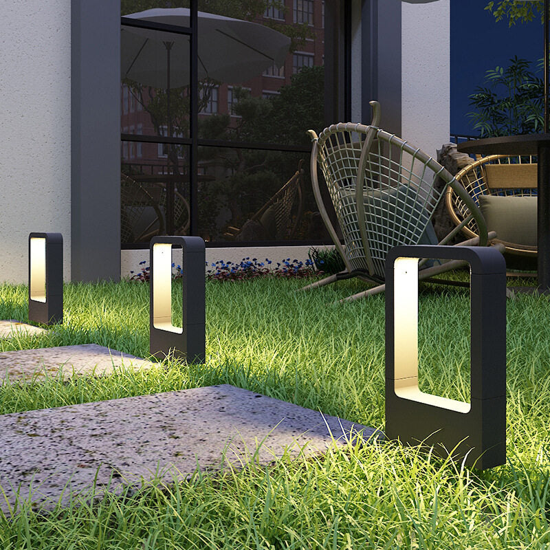 HEIKESZ Oriental Gate Outdoor LED Lawn Lamp Waterproof Warm Light for Garden Villa Community Landscape Lighting